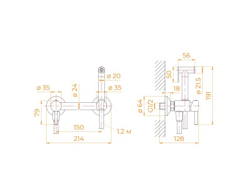 Гигиенический душ RGW Shower Panels SP-215-Gr, 581408215-11, со смесителем, серый
