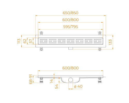 Душевой трап RGW Drain Leo-10 SDR-30 60см c глянцевой накладной из нержавеющей стали 60211060-01