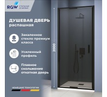 Душевые двери Распашные Stilvoll (Стилвол - На стиле) 90*200 стекло Тонированное цвет профиля Черный 703205209-34