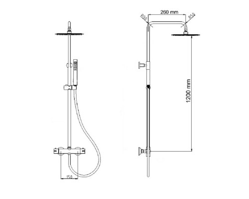 Термостатическая душевая система RGW Shower Panels SP-21, 21140121-01, хром