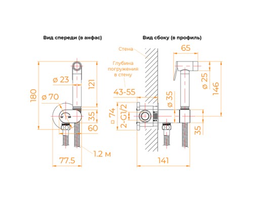 Гигиенический душ RGW Shower Panels SP-213B 581408213-04 со смесителем, черный матовый 