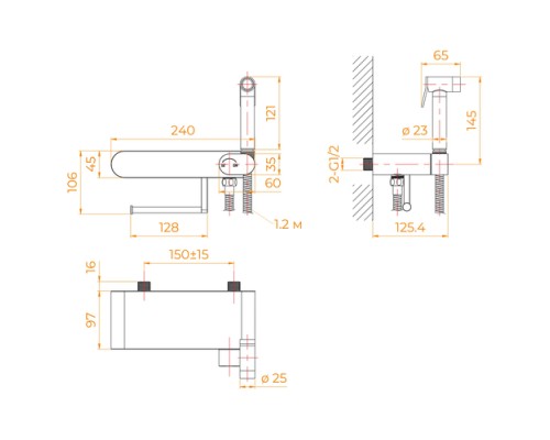Гигиенический душ RGW Shower Panels SP-222 581408222-01 со смесителем, хром 