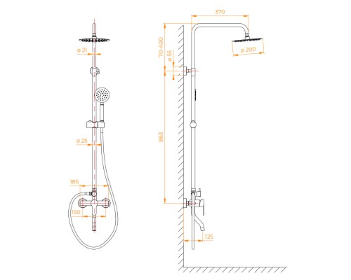 Душевая стойка RGW SP-24B Shower Panels цвет черный матовый с изливом 59140124-04  59140124-04