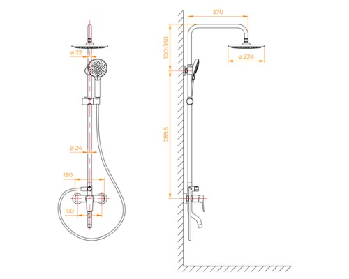 Душевая стойка RGW SP-25 Shower Panels цвет хром с изливом 59140125-01