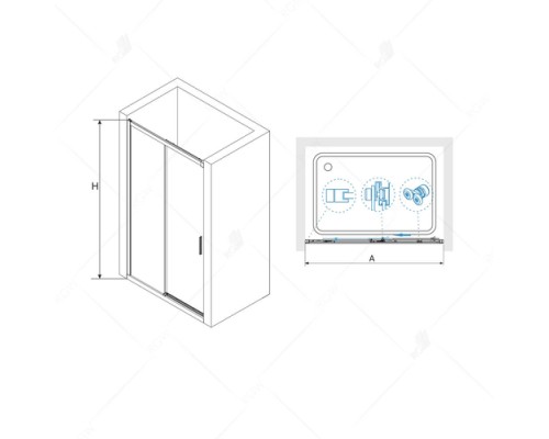  Раздвижная душевая дверь RGW LE-12 180*195 прозрачное стекло 6 мм 34121218-11