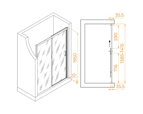 Душевая дверь RGW Passage 140x195 PA-017 стекло матовое, профиль хром 350801714-21 Душевая дверь RGW Passage 140x195 PA-017 стекло матовое, профиль хром 350801714-21