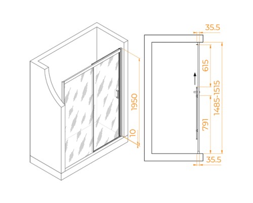 Душевая дверь RGW Passage 150x195 PA-017 стекло матовое, профиль хром 350801715-21 Душевая дверь RGW Passage 150x195 PA-017 стекло матовое, профиль хром 350801715-21