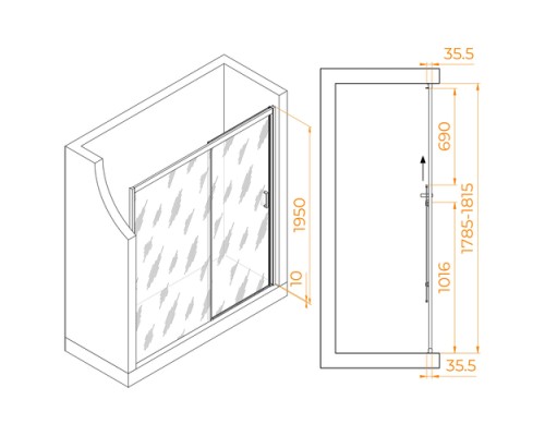 Душевая дверь RGW Passage 180x195 PA-017 стекло матовое, профиль хром 350801718-21 Душевая дверь RGW Passage 180x195 PA-017 стекло матовое, профиль хром 350801718-21