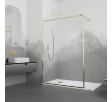 Душевая перегородка RGW Walk In 90x200 см профиль Золото BRUSH стекло прозрачное 8мм