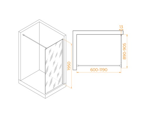 Душевая перегородка Walk-In RGW 90x195 WA-010 стекло тонированное, профиль хром