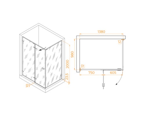 Душевой уголок RGW Stilvol SV-040B 140x100 черный, прозрачное 353204040-14 
