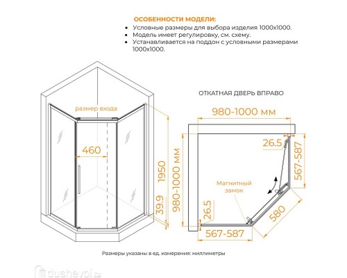 Душевой уголок RGW Passage 100x100 PA-86S стекло матовое, профиль сатин (38088600-211N)
