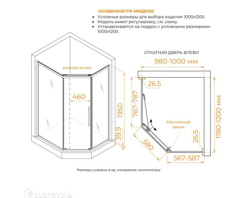 Душевой уголок RGW Passage 120x100 PA-86B стекло тонированное, профиль черный матовый (38088602-34N)