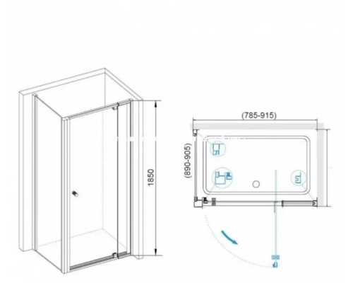 Душевой уголок RGW Passage PA-44-1B 80х90 профиль черный стекло прозрачное (410844189-014)