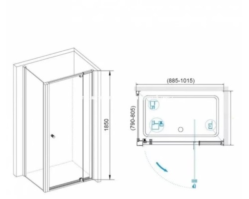 Душевой уголок RGW Passage PA-44-1B 90х80 профиль черный стекло прозрачное (410844198-014)