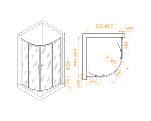 Душевой уголок RGW PA-61 900x1000 стекло прозрачное, профиль хром