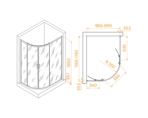 Душевой уголок RGW PA-61 900x1200 стекло прозрачное, профиль хром