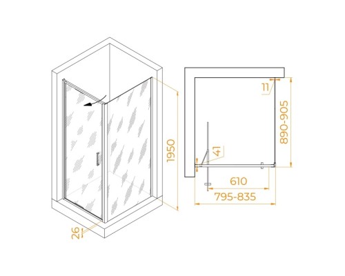Душевой уголок RGW Stilvoll 80х90 703213589-11 хром, стекло прозрачное 