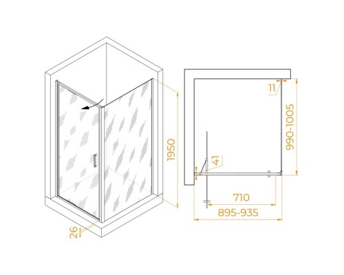Душевой уголок RGW Stilvoll 90х100 703213590-11 хром, стекло прозрачное 