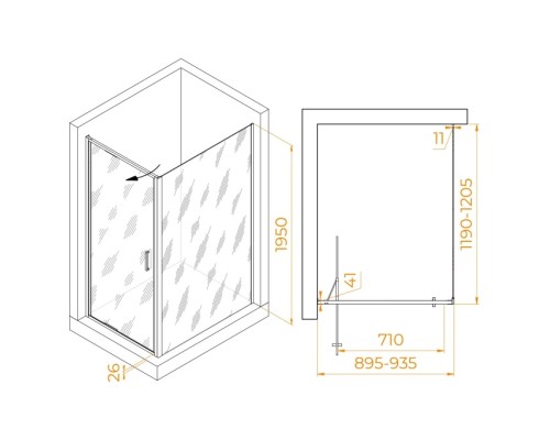 Душевой уголок RGW Stilvoll 90х120 703213592-11 хром, стекло прозрачное 