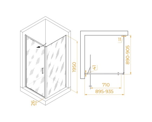 Душевой уголок RGW Stilvoll SV-135 90х90 703213599-11 профиль хром, стекло прозрачное 