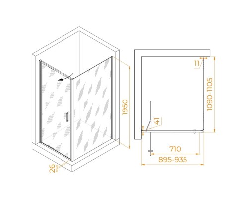 Душевой уголок RGW Stilvoll 90х110 703213591-11 хром, стекло прозрачное 