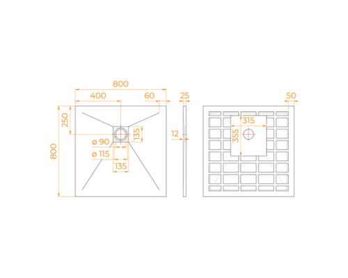 Душевой поддон RGW STONE TRAY-G 80x80 серый 