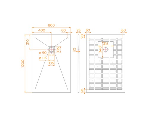 Душевой поддон прямоугольный STONE TRAY-G, 800x1200 