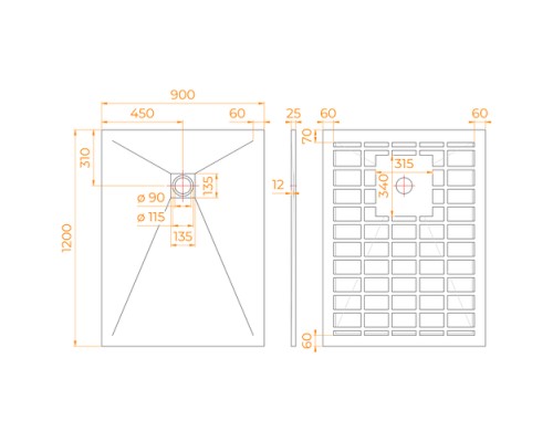 Душевой поддон прямоугольный STONE TRAY-G 