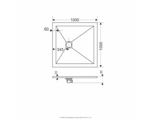 Душевой поддон квадратный RGW ST-W белый искусственный камень cерия Stone Tray (100*100*3) 16152010-01