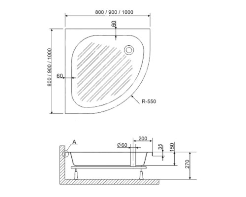 Душевой поддон полукруглый RGW BP/CL-S белый акрил cерия Acryl (90*90) 16180499-51