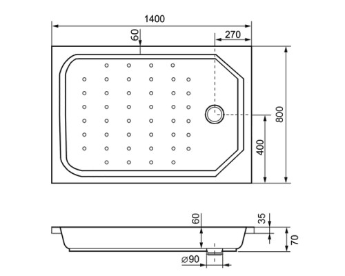 Душевой поддон прямоугольный RGW STYLE белый акрил cерия Acryl (80*140) 16183814-11