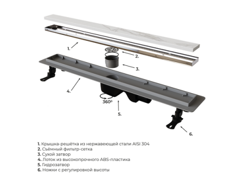 Душевой лоток Drain Leo-21, 400 60212140-01, 40 см, под плитку, хром