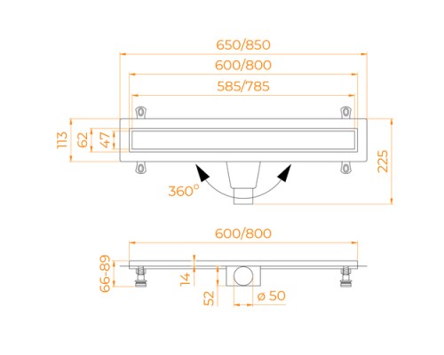 Душевой лоток Drain Leo-21, 400 60212140-01, 40 см, под плитку, хром