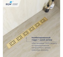 Душевой лоток RGW Drain Leo-30-40 40 см 60213040-06 с решеткой, золото брашированное