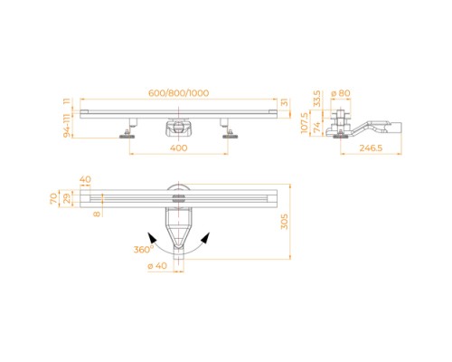 Душевой трап RGW SDR-50S-80 щелевой 800 Сатин O 50 мм сифон + ножки 76215080-13