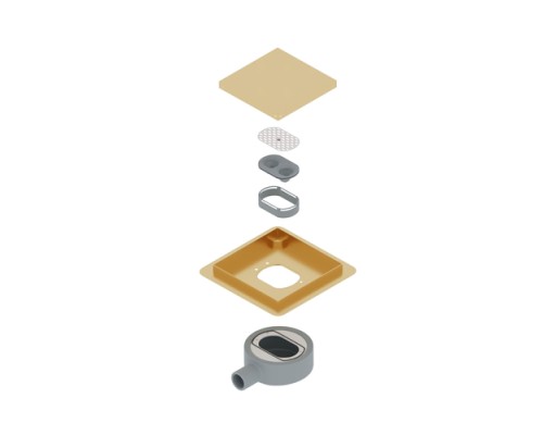 Душевой трап RGW SDR-10 79211000-06, 10 х 10 см, решетка под плитку, золото BRUSH