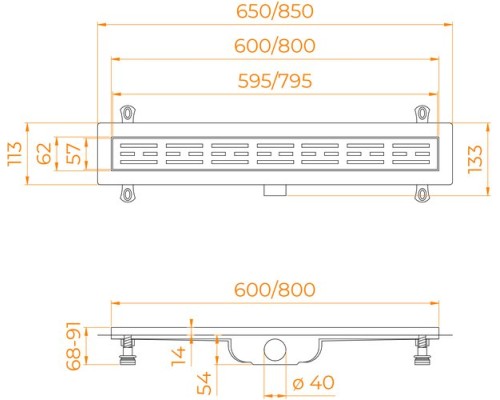 Душевой трап RGW Drain Leo-10 SDR-30 600 c глянцевой накладной из нержавеющей стали 60211060-01