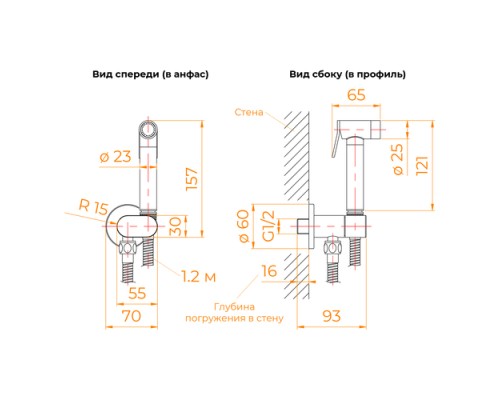 Гигиенический душ RGW Shower Panels SP-210 581408210-01 со смесителем, хром 