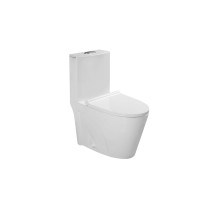 Унитаз напольный безободковый Santi Line SL-5012 сиденье Duroplast, микролифт, арматура GEBERIT, белый глянец