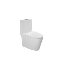 Унитаз напольный безободковый Santi Line SL-5012 сиденье Duroplast, микролифт, арматура GEBERIT, белый глянец