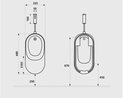 Писсуар настенный SL-6008 с внешним подключением