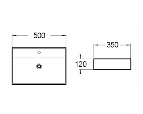 Умывальник накладной Santi Line SL-1001 500*350*120 белый глянец