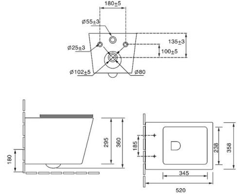 Унитаз подвесной, безободковый, персиковый, матовый SantiLine SL-5007P белый 68x50 фаянс Унитаз подвесной, безободковый, персиковый, матовый SantiLine SL-5007P белый 68x50 фаянс