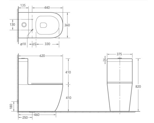 SantiLine SL-5016MB Унитаз напольный безободковый чёрный матовый арматура GEBERIT керамический пристенный 620*375*820с тонким сиденьем микролифт