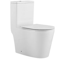 Унитаз напольный безободковый, МОНОБЛОК, Tornado Santi Line SL-5029 сиденье Duroplast, микролифт, арматура GEBERIT, белый глянец 