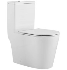 Унитаз напольный безободковый, МОНОБЛОК, Tornado Santi Line SL-5029 сиденье Duroplast, микролифт, арматура GEBERIT, белый глянец 