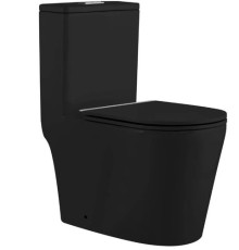 Унитаз напольный безободковый, МОНОБЛОК Tornado Santi Line SL-5029MB сиденье Duroplast, микролифт, черный матовый