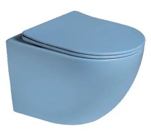 SantiLine SL-5105 Унитаз подвесной, безободковый | комплект с сиденьем Soft Close (голубой матовый)