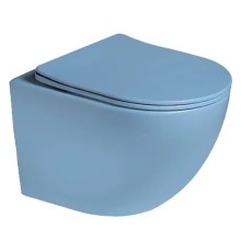 SantiLine SL-5105 Унитаз подвесной, безободковый | комплект с сиденьем Soft Close (голубой матовый)